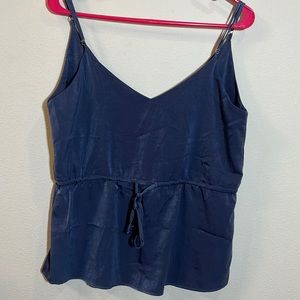 Lumiere Navy Blue Sleeveless Tank Top Camisole Tie Waist Small